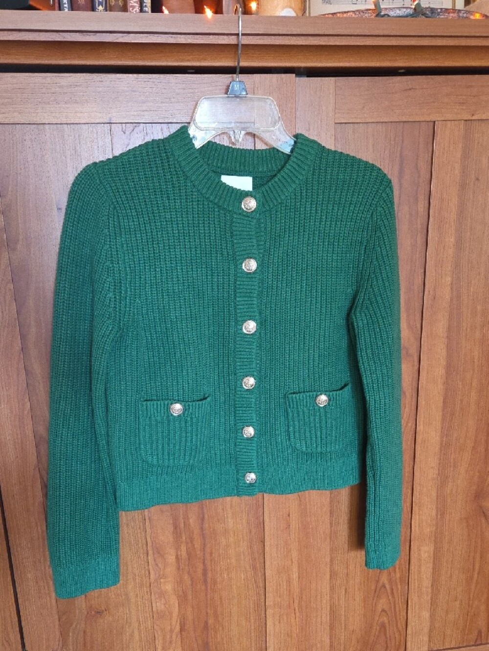H&M Green Ribbed Button-Front Cardigan - Picture 2 of 8